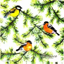 Serwetka do decoupage ptaszki na gałązkach świerku 33x33 PIXIE Unikat